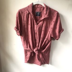 Abercrombie & Fitch collared eyelet top
